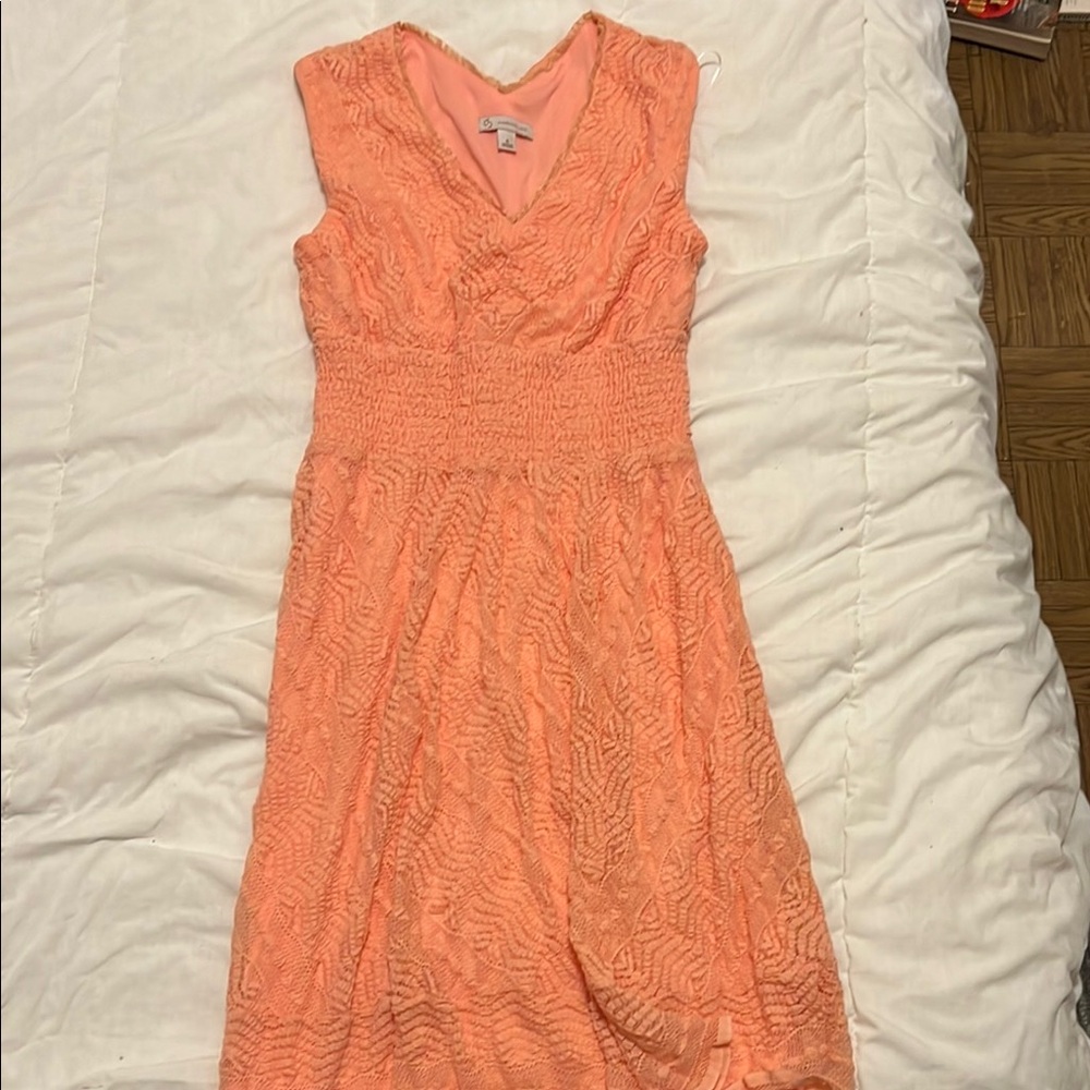 Peach Sleeveless V-Neck Dress